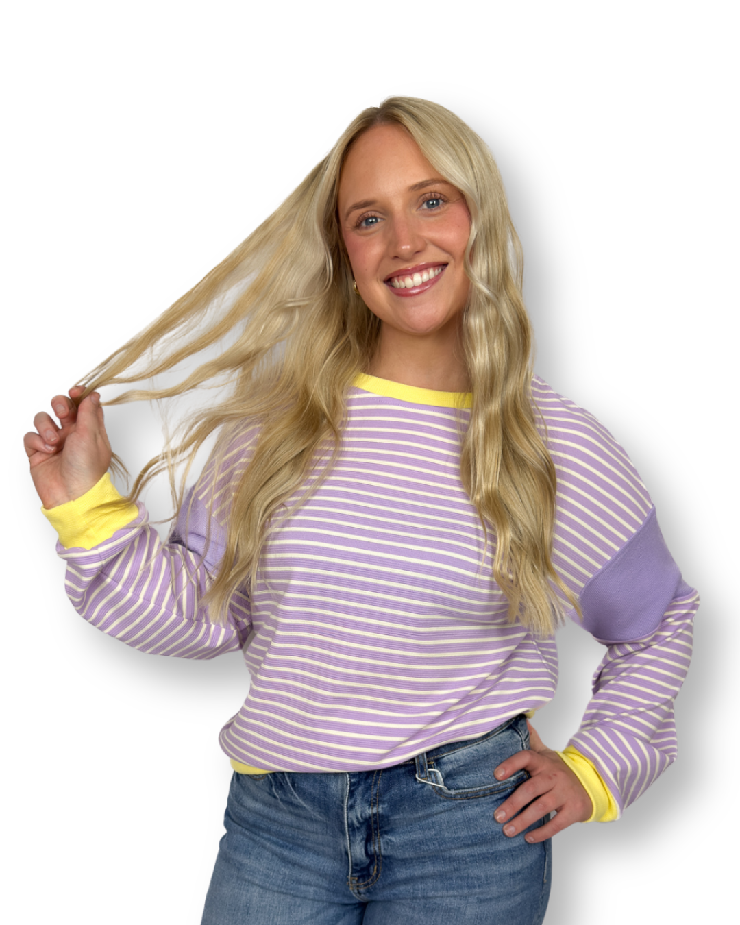 Lavender & Butter Stripe Top