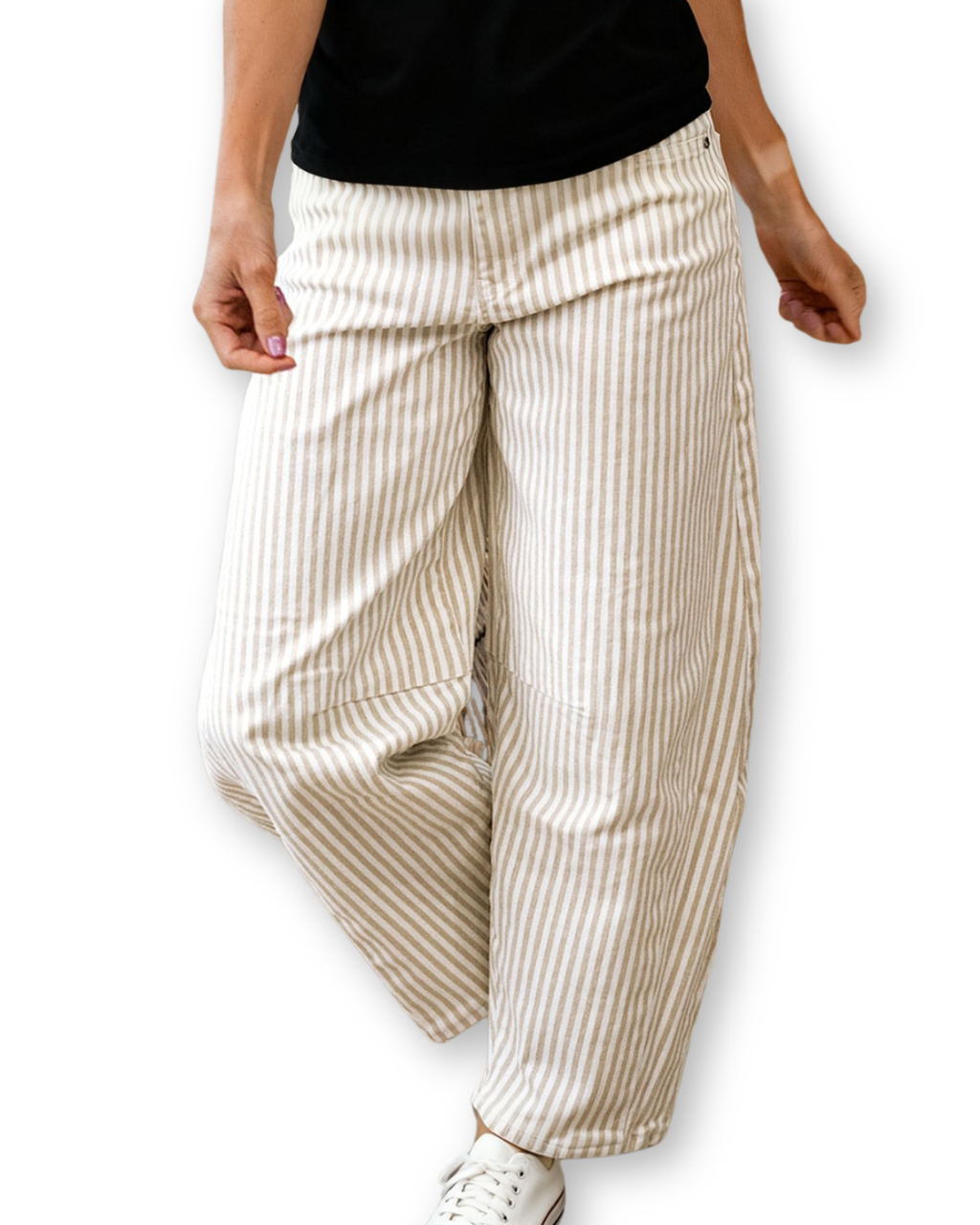 Warm Sand Stripe Barrel Jean