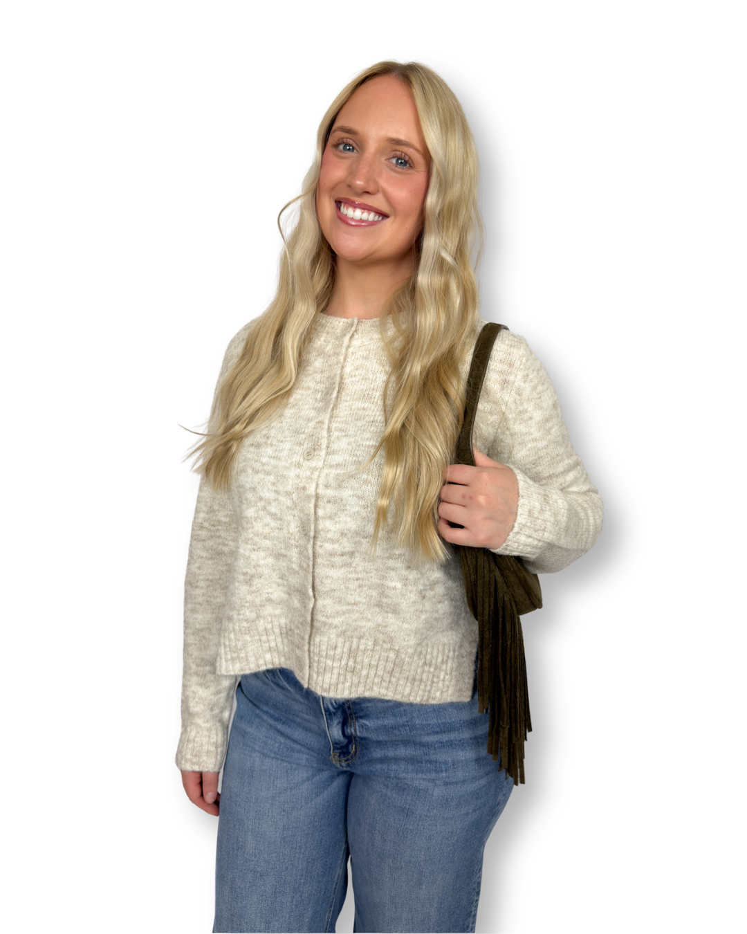 Soft Oat Cropped Cardigan