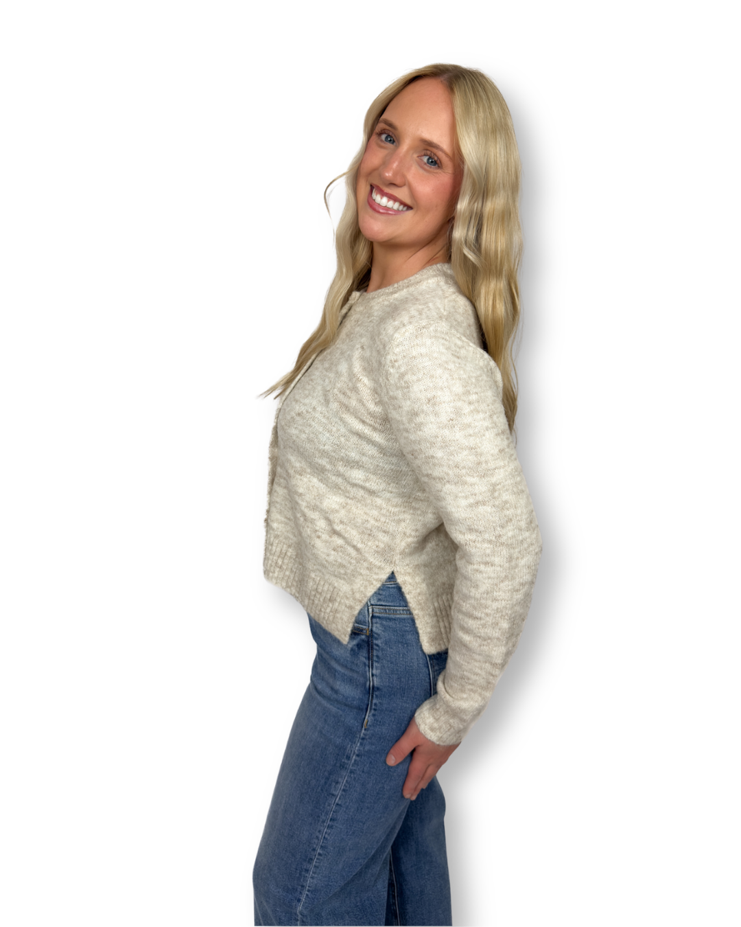 Soft Oat Cropped Cardigan