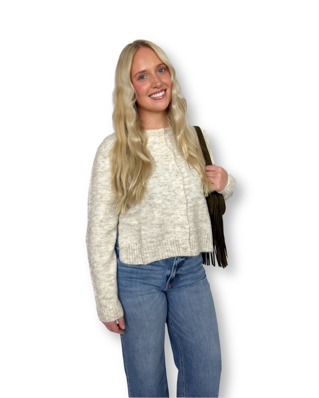 Soft Oat Cropped Cardigan
