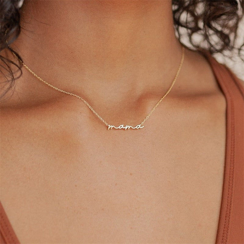 Mama Script Necklace