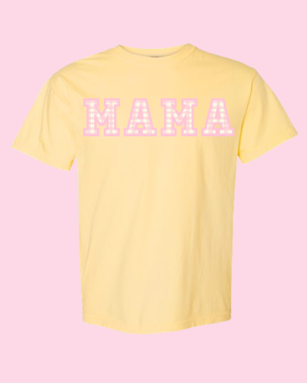 Pink Plaid MAMA Tee