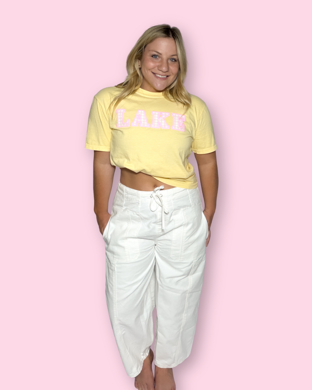 Pink Plaid Lake Tee