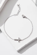Silver Rhinestone Cross Bracelet